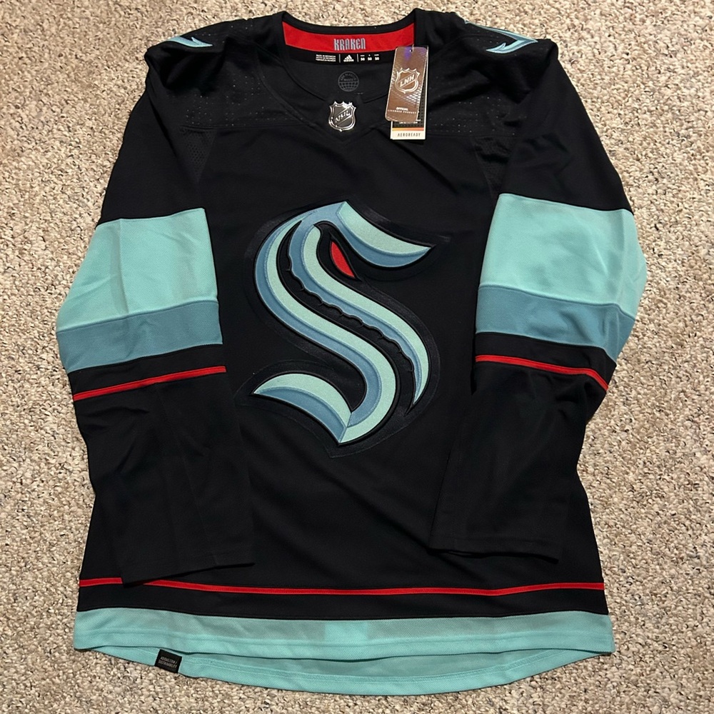 New Adidas Seattle Kraken NHL Authentic Primegreen Home Jersey - Size 50 M NWT